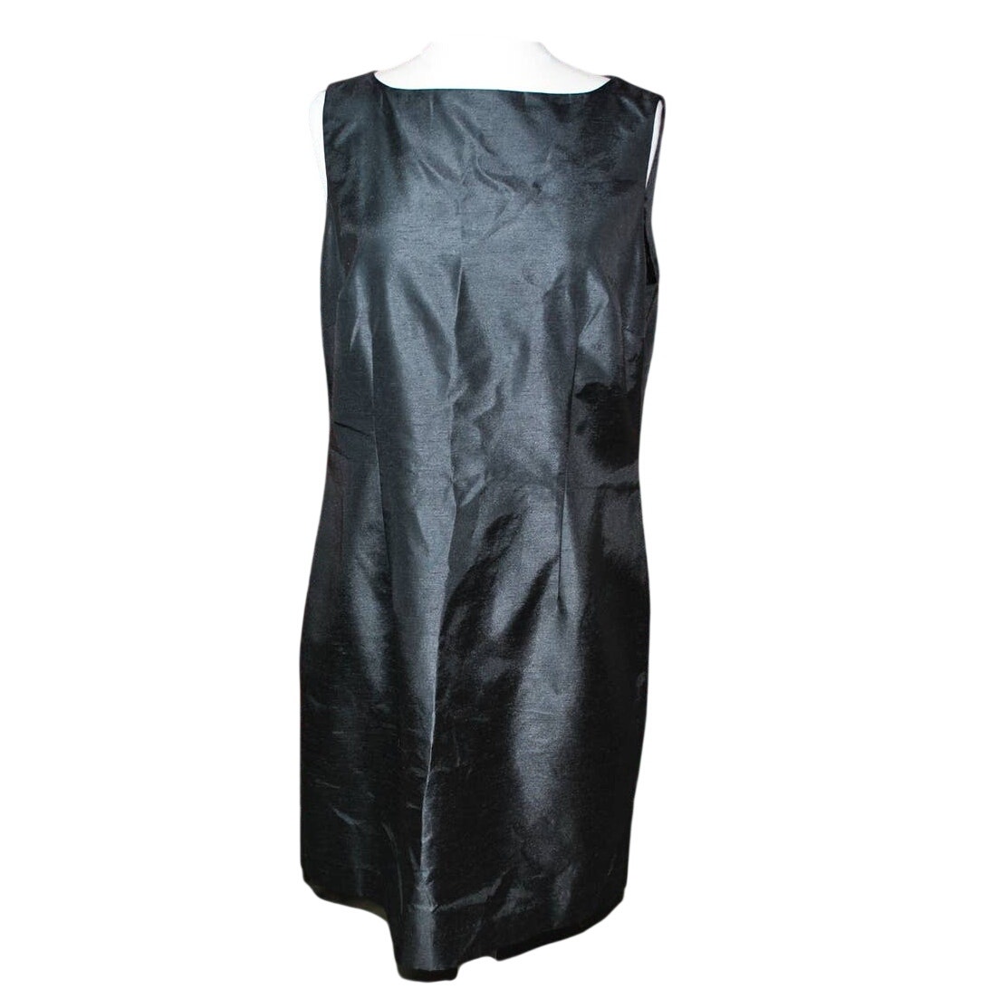Lynn Lugo Black Silk Sleeveless Sheath Dress Large